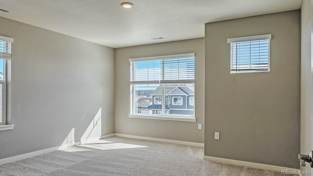 spare room with light carpet