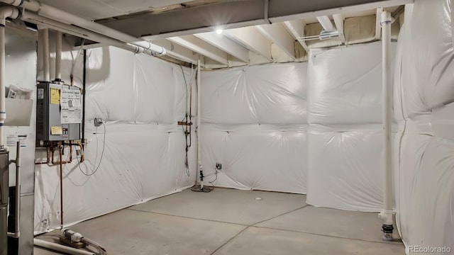 basement with water heater