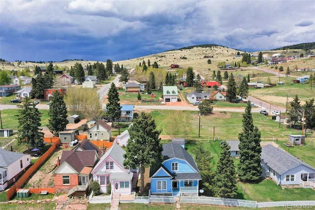 bird's eye view with a mountain view