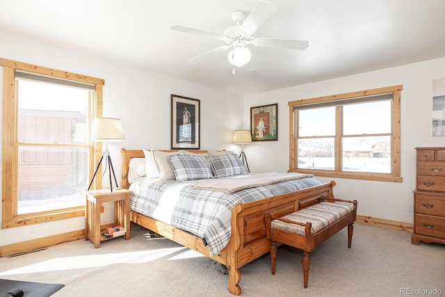 bedroom featuring carpet and ceiling fan