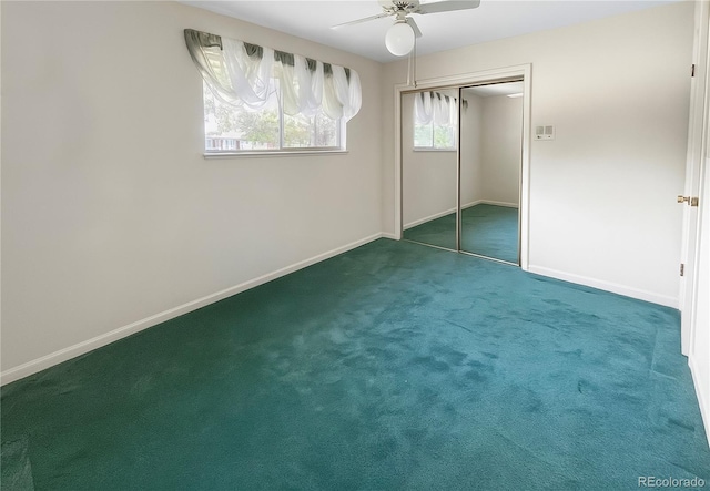 6236 Ingalls Ct, Arvada, CO 80003 - unfurnished bedroom featuring carpet floors, a closet, and a ceiling fan