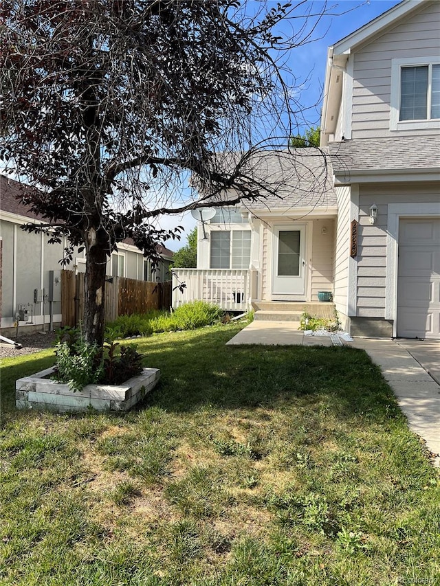 view of yard featuring a garage