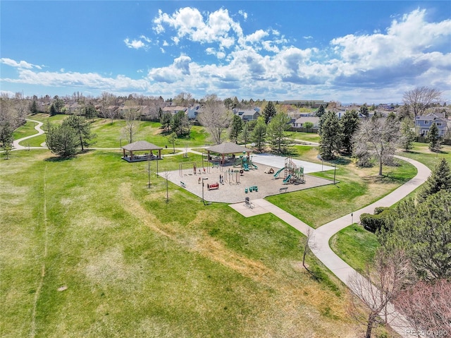 bird's eye view with a residential view
