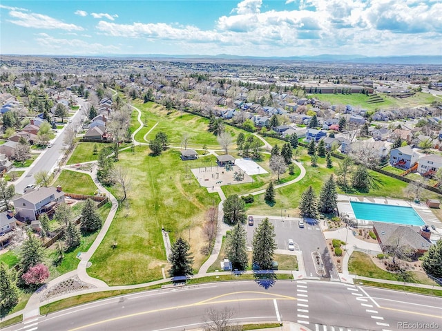 bird's eye view with a residential view