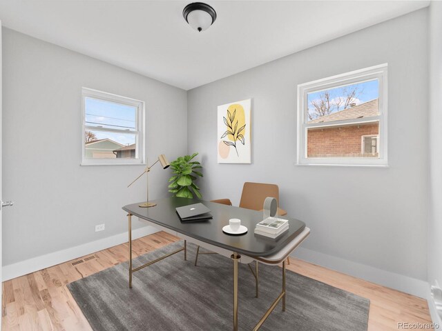 3630 Magnolia St, Denver, CO 80207 - office area with wood finished floors and baseboards