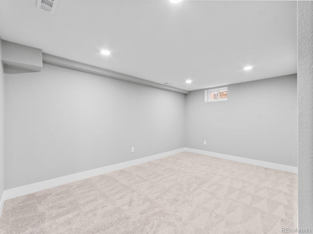 3630 Magnolia St, Denver, CO 80207 - below grade area with recessed lighting, carpet, and baseboards