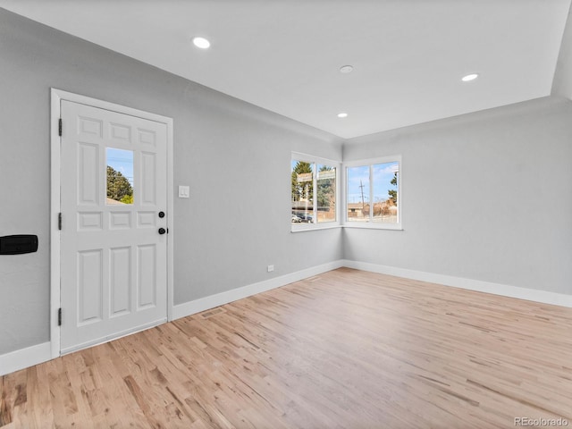 3630 Magnolia St, Denver, CO 80207 - entrance foyer with baseboards, wood finished floors, and recessed lighting