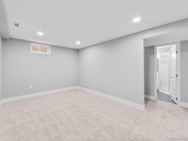 3630 Magnolia St, Denver, CO 80207 - below grade area featuring recessed lighting, carpet, and baseboards