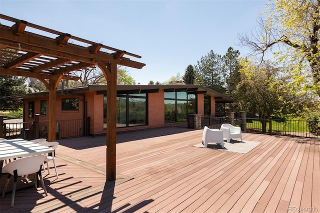 deck featuring a pergola