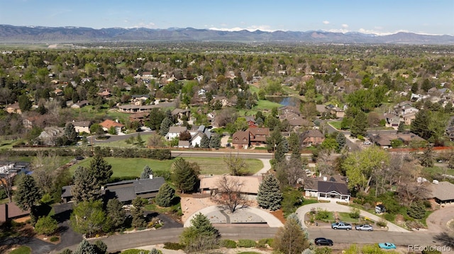 aerial view of residential area with mountains