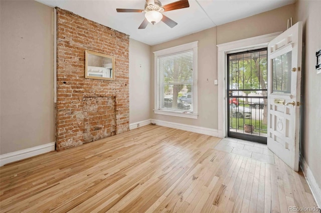 709 27th St, Denver, CO 80205 - entryway with hardwood / wood-style flooring, baseboards, and ceiling fan