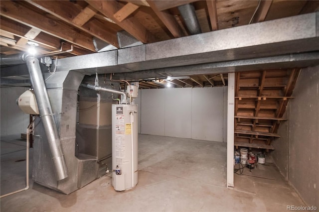 unfinished below grade area with gas water heater