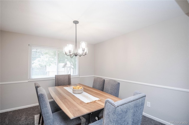 1409 S Moline St, Aurora, CO 80012 - dining space featuring carpet flooring, a chandelier, and baseboards
