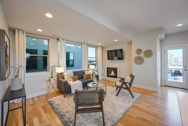 living room featuring light hardwood / wood-style floors