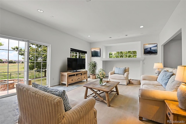 5131 Netherland St, Denver, CO 80249 - living room featuring light wood-style flooring and recessed lighting