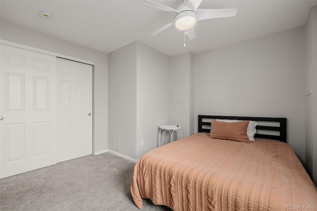 527 English Sparrow Trl, Highlands Ranch, CO 80129 - bedroom with carpet, ceiling fan, baseboards, and a closet