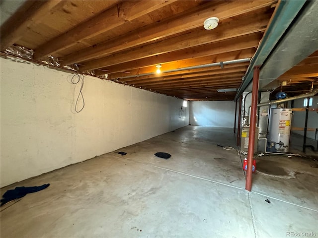 basement featuring water heater