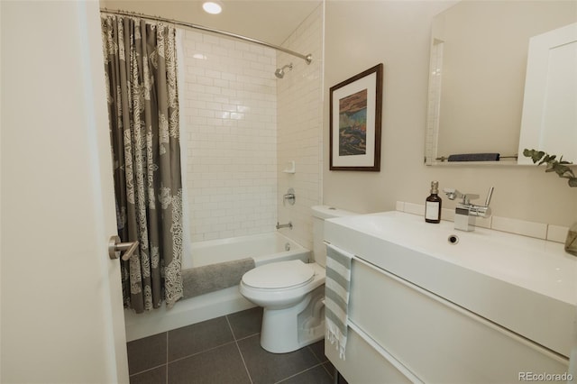 1008 River Park Rd, Buena Vista, CO 81211 - full bath featuring toilet, vanity, shower / bath combo, and tile patterned floors