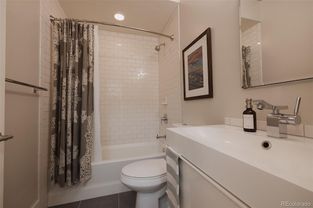 1008 River Park Rd, Buena Vista, CO 81211 - full bath with shower / bath combo, vanity, toilet, and tile patterned flooring