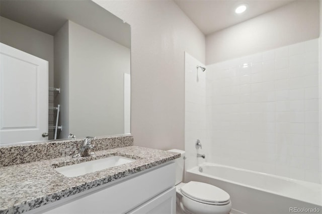 5913 Sawdust Dr, Brighton, CO 80601 - full bath with  shower combination, vanity, and toilet