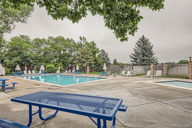 view of pool featuring a patio area