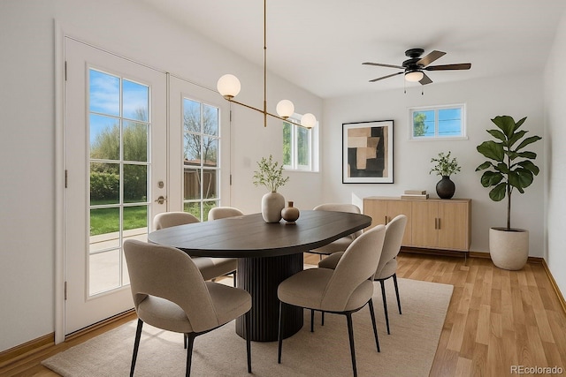 7065 Ingalls Ct, Arvada, CO 80003 - dining space featuring light wood-style floors and ceiling fan