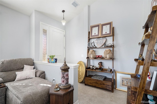 sitting room with light carpet