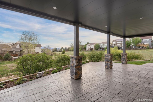 view of patio with a residential view