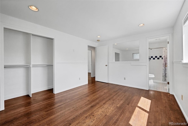 1346 S Grant St, Longmont, CO 80501 - unfurnished bedroom featuring wood finished floors, a closet, recessed lighting, and ensuite bathroom