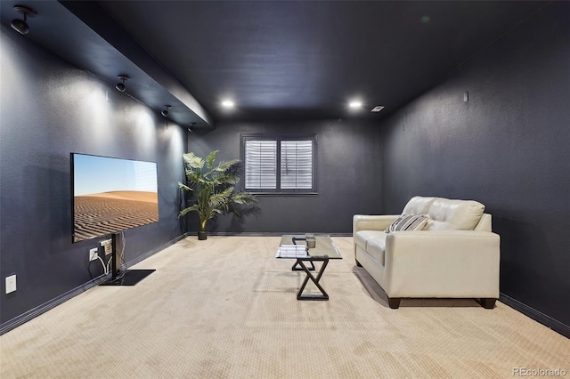 view of carpeted home theater