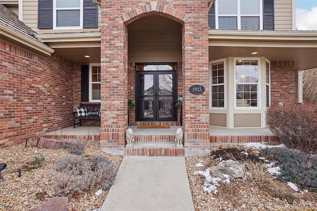 view of exterior entry with french doors