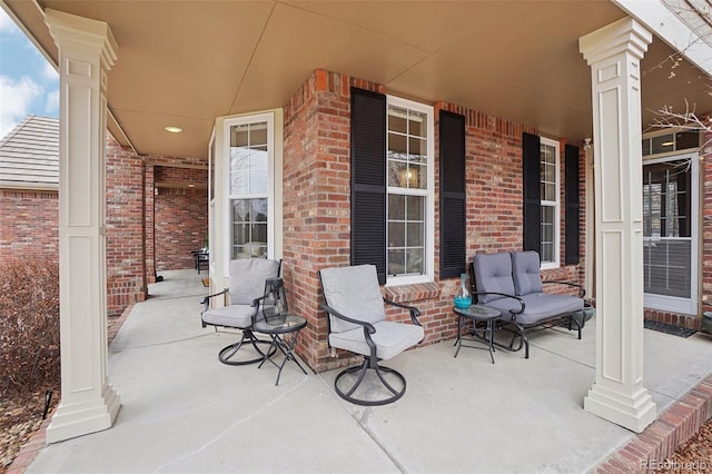 view of patio featuring covered porch