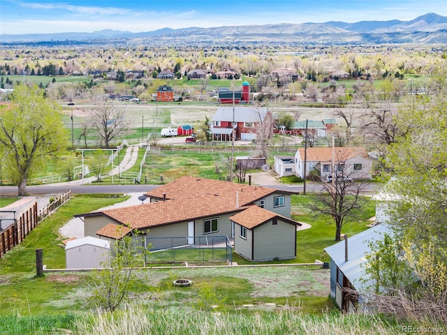 aerial view featuring a mountain view
