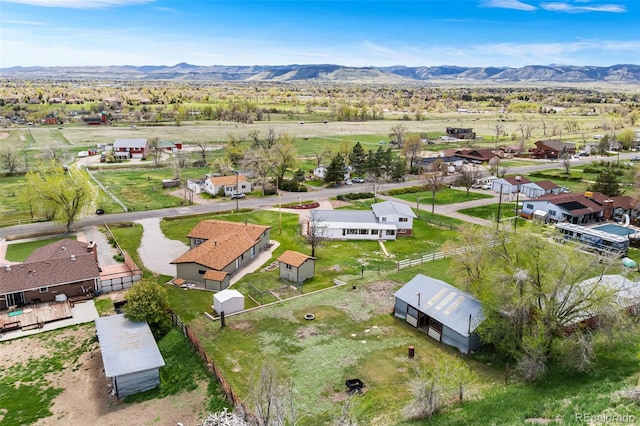 birds eye view of property featuring a mountain view