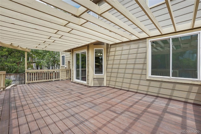 wooden terrace featuring a pergola