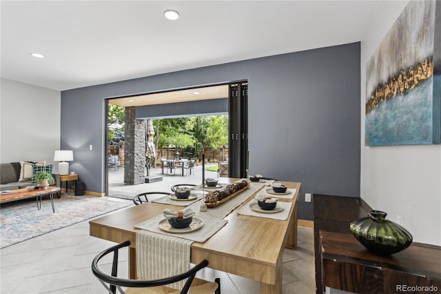 view of tiled dining room