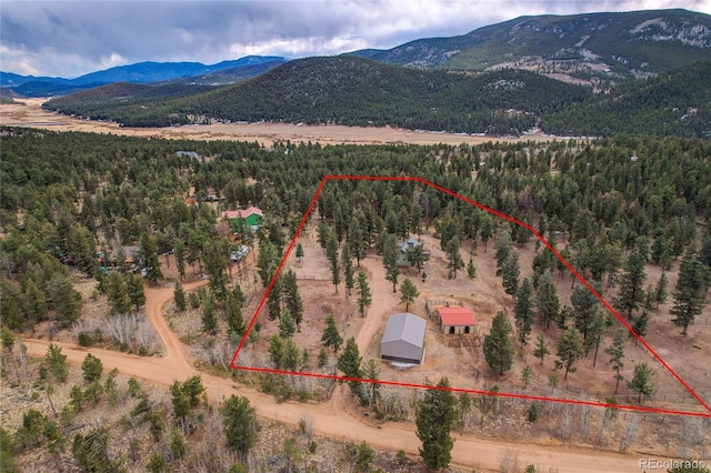 64 Elk Horn Ct, Bailey, CO 80421 - aerial view with a mountain view and a forest view