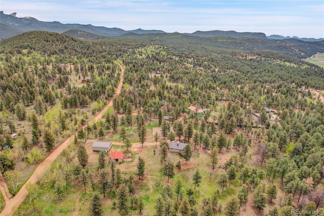 64 Elk Horn Ct, Bailey, CO 80421 - aerial view of a mountainous background and a heavily wooded area