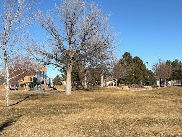 view of yard with a playground