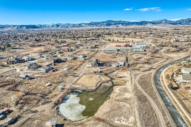 drone / aerial view with a mountain view