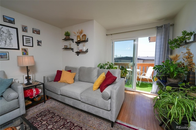 living area featuring wood finished floors