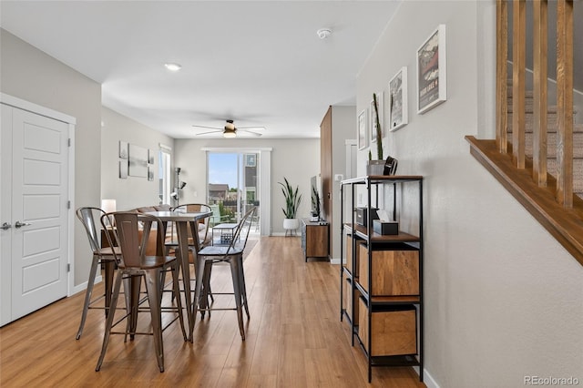 5396 Quail St, Wheat Ridge, CO 80033 - dining space featuring light wood-type flooring and ceiling fan