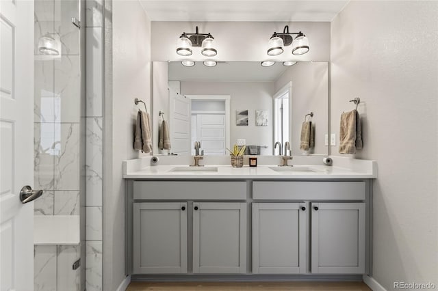 5396 Quail St, Wheat Ridge, CO 80033 - full bath with double vanity and a marble finish shower