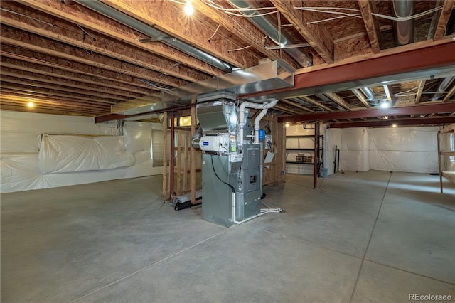 basement with heating unit