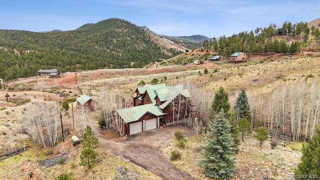 aerial view with a mountain view