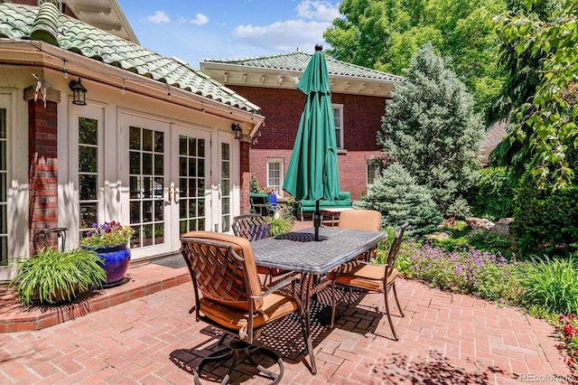 view of patio with french doors and outdoor dining area