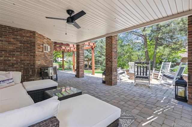 9880 E Progress Cir, Greenwood Village, CO 80111 - view of patio / terrace with an outdoor hangout area and ceiling fan