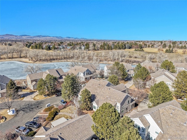 birds eye view of property featuring a residential view and a mountain view