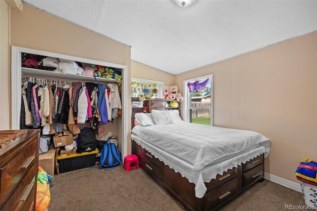 11192 E 7th Ave, Aurora, CO 80010 - carpeted bedroom with lofted ceiling and a closet