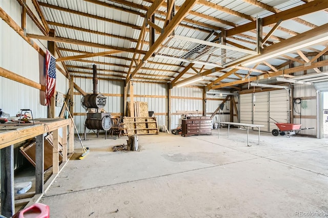 garage featuring metal wall